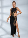 Snake Print Cutout Split Dress