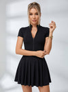 Zip-Up Skater Active Dress with Pockets