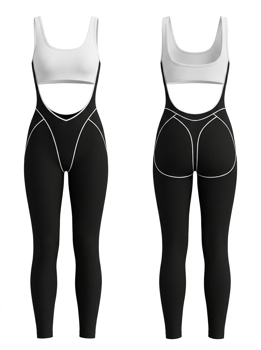 Sexy Contrast Color Unique Cutout Booty Jumpsuit