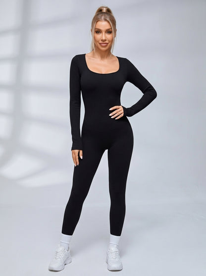 Cross Back Hollow Out Long Sleeves Jumpsuit