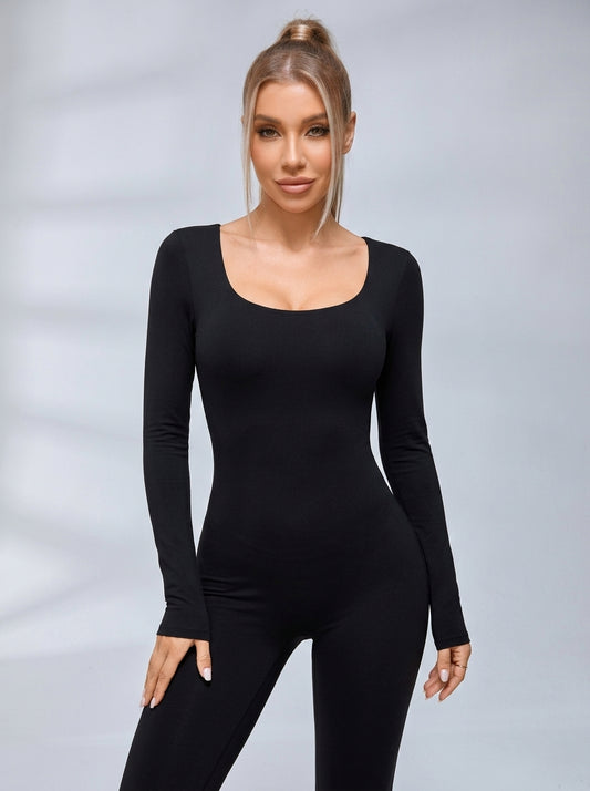 Cross Back Hollow Out Long Sleeves Jumpsuit