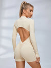 Zipper Backless Scrunch Bum With Pads Romper