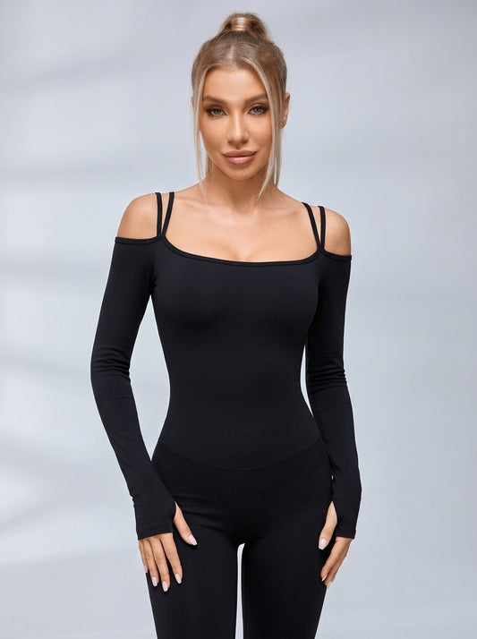 U Collar Scrunch Bum Elastic Tight Jumpsuit