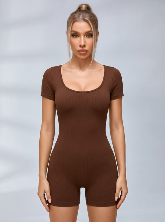 Ribbed Scrunch Bum Backless Romper