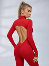 Backless Zipper Hollow Out Scrunch Bum Jumpsuit
