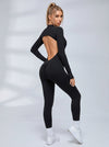 Backless Zipper Hollow Out Scrunch Bum Jumpsuit