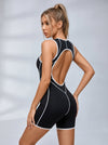 ZASUWA Female Hollow Out Backless Contrast Color Stripes Romper