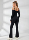 U Collar Scrunch Bum Elastic Tight Jumpsuit