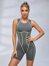ZASUWA Female Hollow Out Backless Contrast Color Stripes Romper