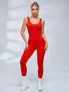 Deep V Back Ribbed Jumpsuit