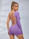 One-Shoulder Lace-Up Unitard Romper