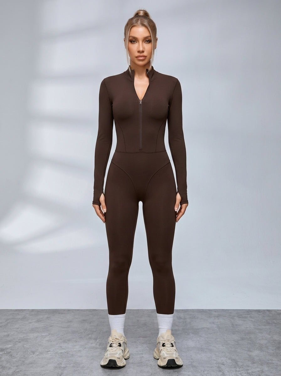 Sexy Zipper Fleece Jumpsuit