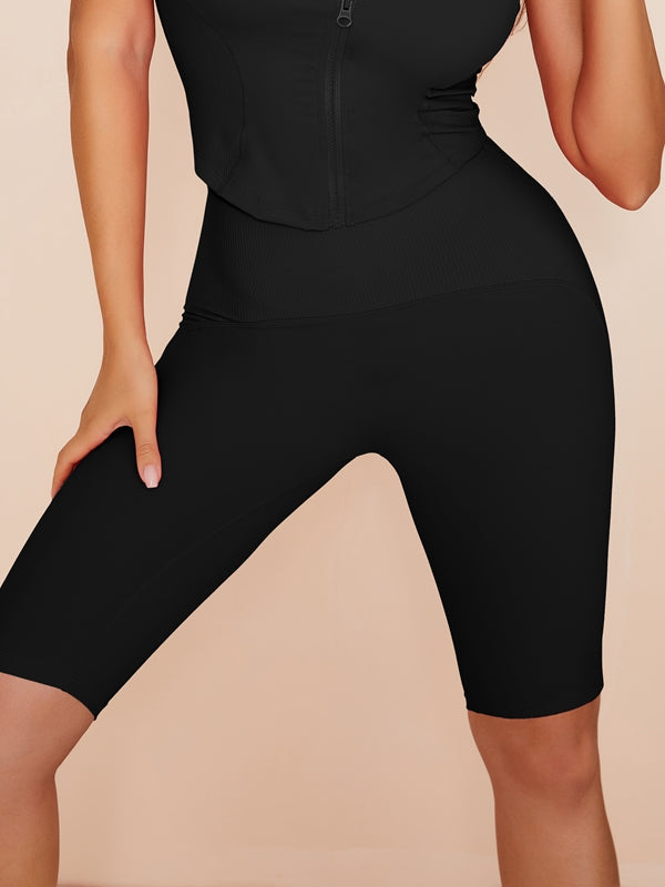 Solid Color Zipper Fashion Tanks