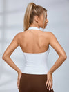 Flower V Collar Backless Tank