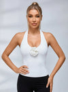 Flower V Collar Backless Tank