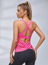 U Collar Cross Back Hollow Out Two-in-one Tank