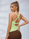 U Collar Cross Back Hollow Out Two-in-one Tank