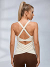 U Collar Cross Back Hollow Out Two-in-one Tank
