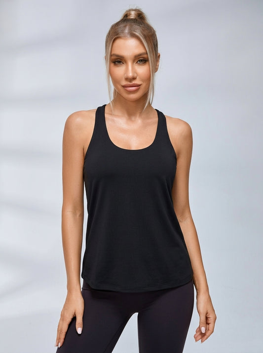 U Collar Cross Back Hollow Out Two-in-one Tank