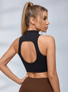 Sexy Solid Color Hollow Out Stand Up Collar Tank