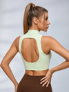Sexy Solid Color Hollow Out Stand Up Collar Tank