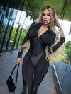 🖤ZASUWA Female Faux Leather Zipper Stand Collar Push Up Jumpsuit