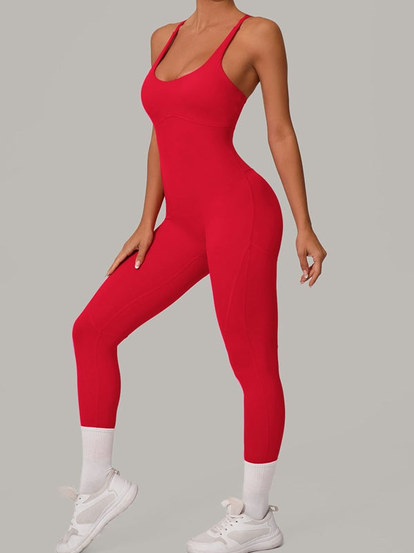 Sexy Jumpsuit mit überkreuztem Rückenausschnitt und Push-Up-Effekt