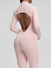 ZASUWA Female Sexy Backless Zipper Contrast Color Stripes Jumpsuit