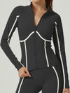 ZASUWA Female Contrast Color Stripes Zipper Jacket