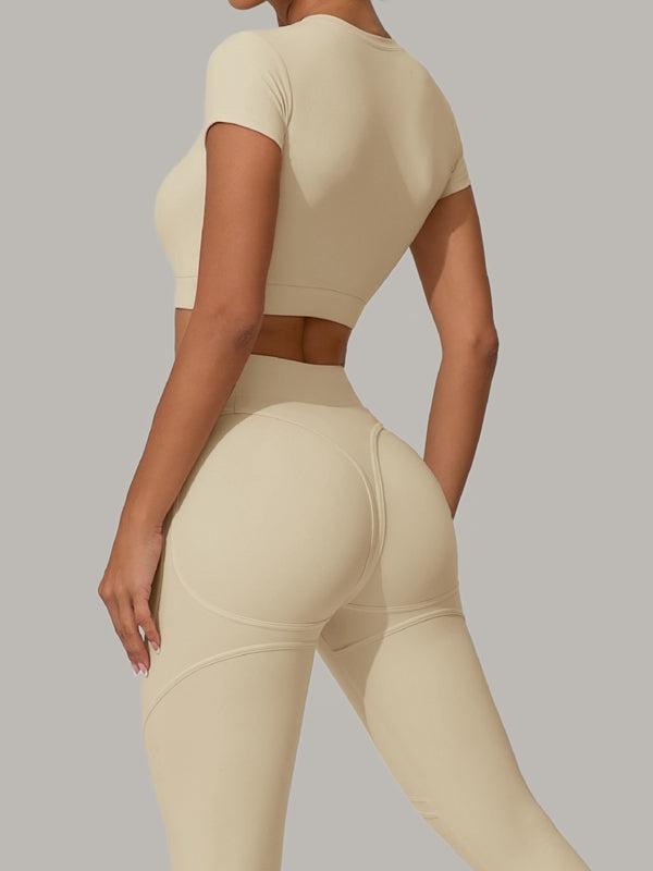 Sexy Round Collar Cropped Short Sleeves