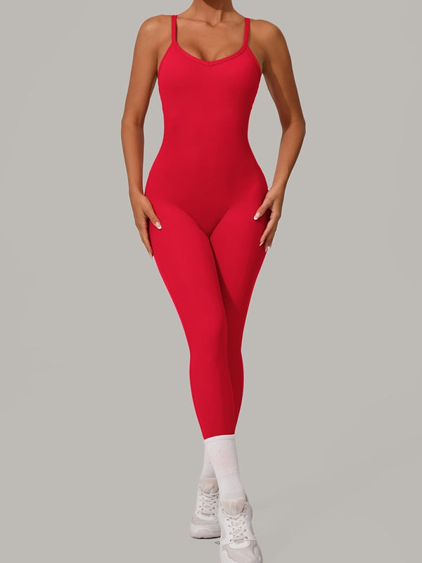 Sexy Jumpsuit mit überkreuztem Rückenausschnitt und U-Boot-Ausschnitt