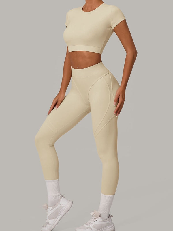 Sexy Round Collar Cropped Short Sleeves