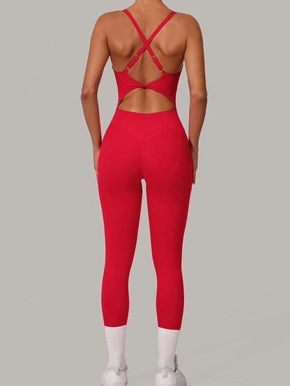 Sexy Jumpsuit mit überkreuztem Rückenausschnitt und U-Boot-Ausschnitt