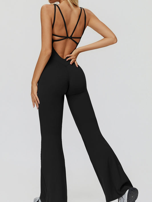 ZASUWA Female Cross Back Flare Jumpsuit