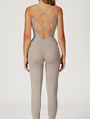 ZASUWA Female Sexy Cross Back Flare Jumpsuit