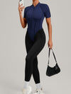 ZASUWA Female Contrast Color Backless Stitch Zipper Jumpsuit