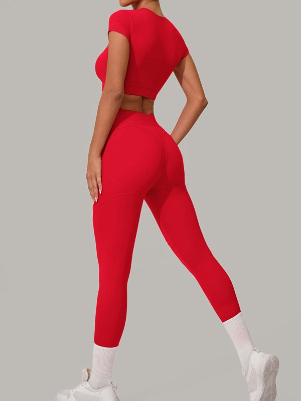 Sexy Round Collar Cropped Short Sleeves