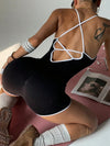 ZASUWA Female Contrast Color Cross Back Jumpsuit