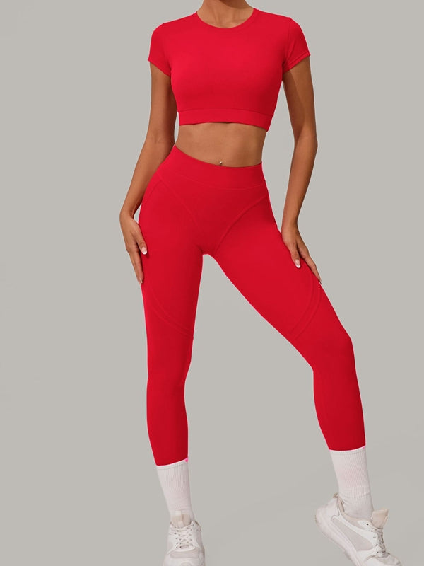 Sexy Round Collar Cropped Short Sleeves