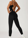 ZASUWA Female Sexy Cross Back Flare Jumpsuit