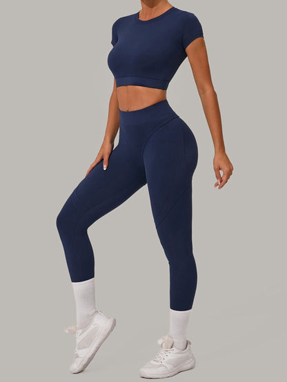 Sexy Round Collar Cropped Short Sleeves