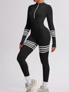 ZASUWA Female Sexy Contrast Color Stripes Zipper Jumpsuit