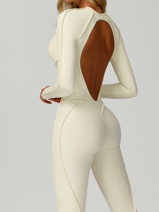 ZASUWA Female Heart Backless Long Sleeves Jumpsuit