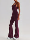 ZASUWA Female U Collar Backless Flare Jumpsuits