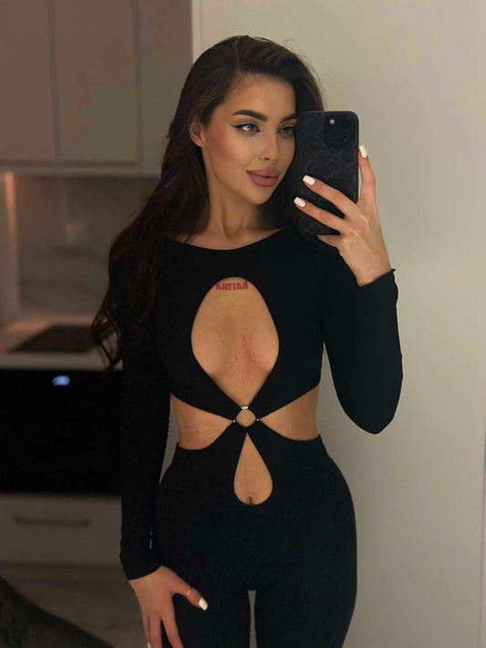 🖤ZASUWA Female Hollow Out Jumpsuit