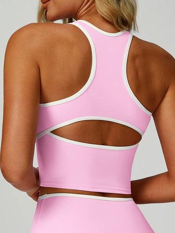 ZASUWA Female Contrast Color Stripe Hollow Out Tank