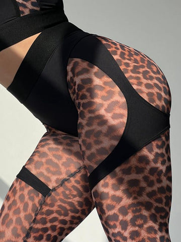 🖤ZASUWA Female Leopard Print Push Up Mesh Leggings