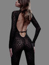 🖤ZASUWA Female Leopard Print Backless Jumpsuit