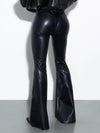 ZASUWA Female Sexy Faux Leather Push Up Design Lace-up Flare Leggings