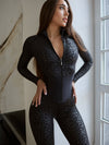ZASUWA Female Leopard Print Corset Jumpsuit